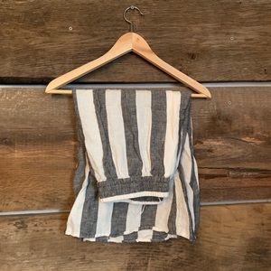 High waisted linen striped skirt